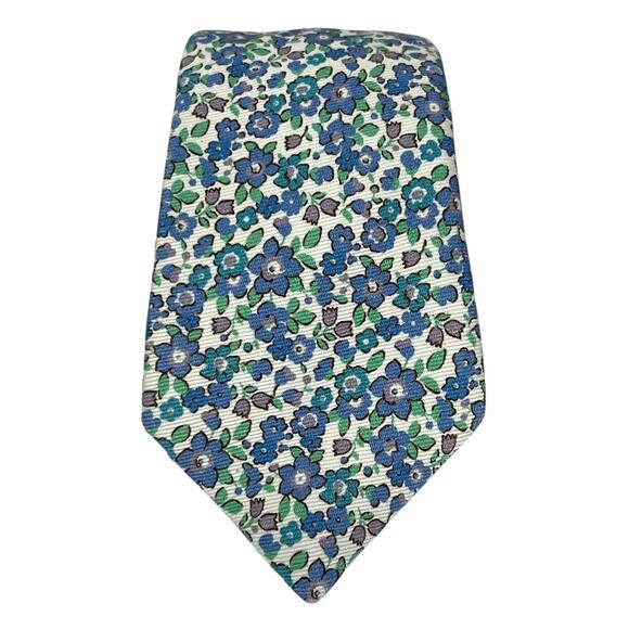 Charles Tyrwhitt Men’s Tie Necktie Blue Floral Made in Italy - Picture 1 of 7